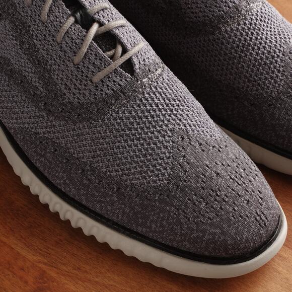 Cole Haan Oxford Men SZ 12M Gray ZeroGrand Stitchlite Wingtip Comfort Dress Shoe - Picture 4 of 14